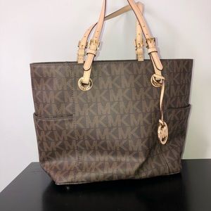 Michael Kors MK patterned brown bag